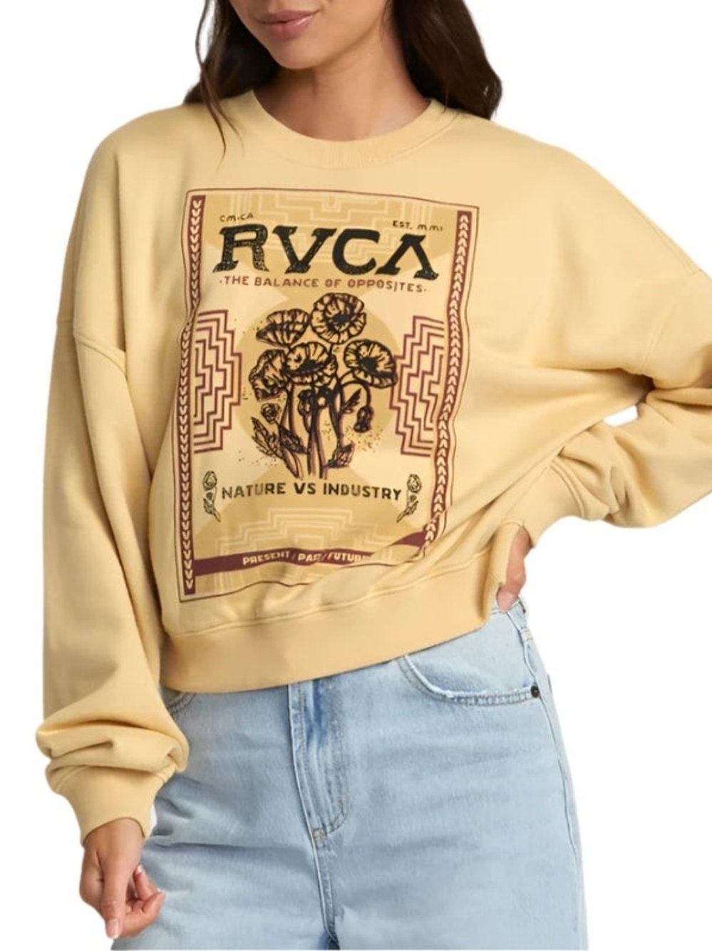 RVCA Womens Court Crewneck Pullover Sweatshirt